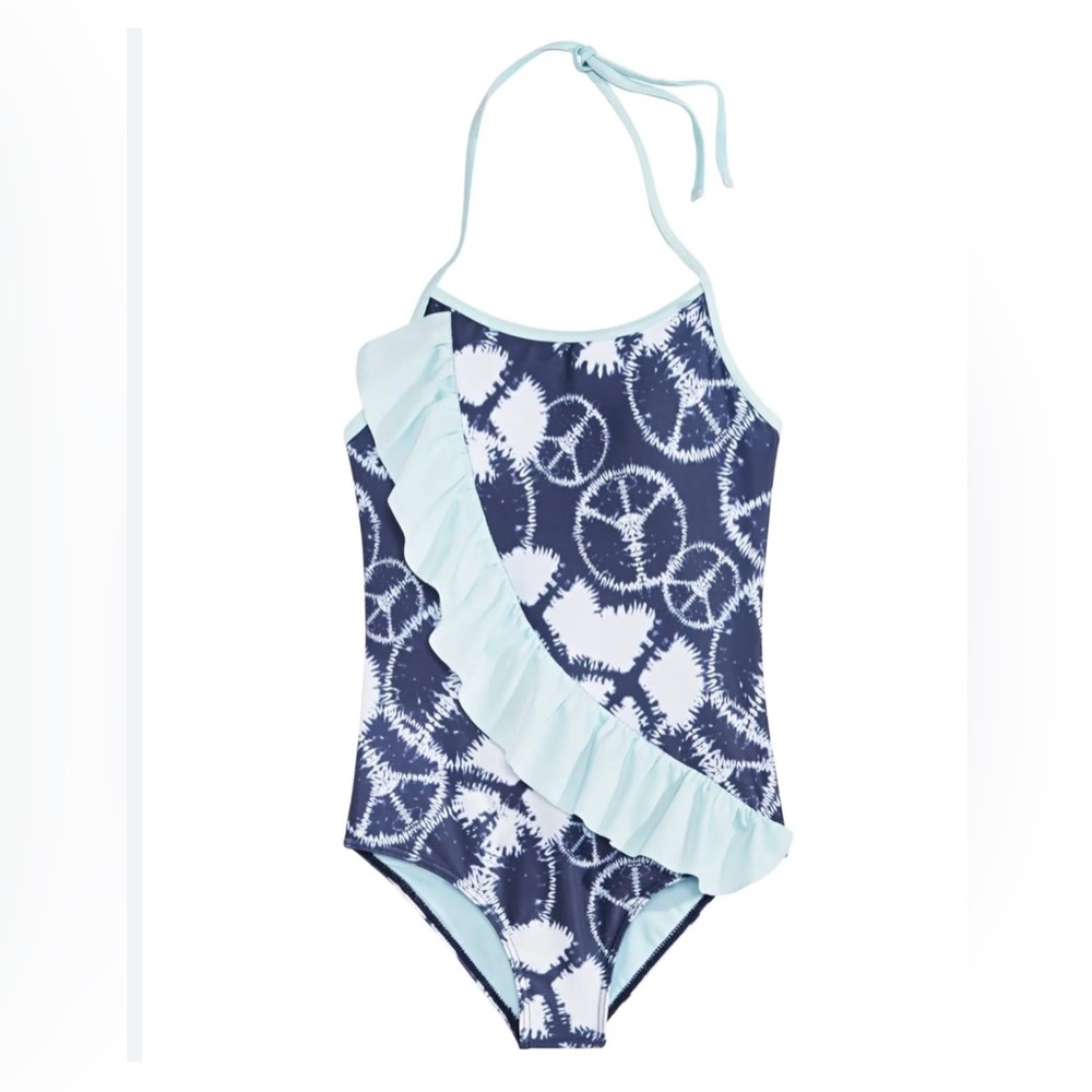 NwT🔵DKNY Kids One Piece Swimsuit - Navy and Light Blue🔵